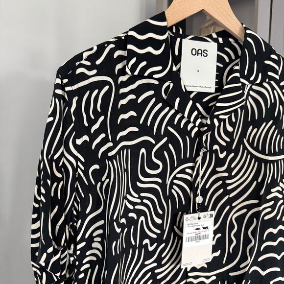 OAS Tar Lorenzo Viscose Patterned Button-Up Short Sleeve Shirt S NEW Oversized - Picture 3 of 7